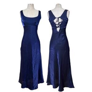 Vintage Night Way 90s Satin Organza Corset Bias Cut Midi Formal Whimsygoth Dress